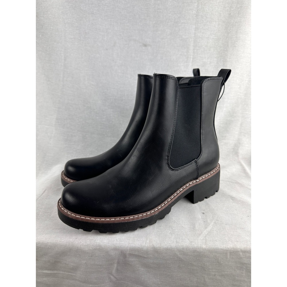 Universal Thread Celina Black Chelsea Boots Memory Foam Lug Sole Womens 9 NEW